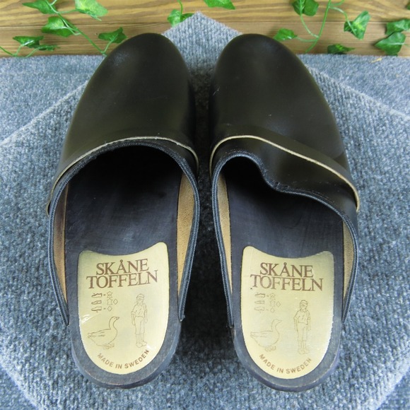 Skane Toffeln Men\'s Mule Sweden Clog‎ Black Leather Size 47M Gently Used 2025 main image 6